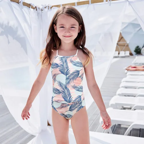 Vista 3 de Traje de baño de dos piezas para niñas, tankini hawaiano con volantes