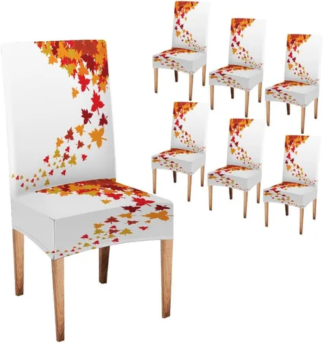 Vista 294 de CAPSCEOLL Christmas Dining Chair Covers,Snowflakes Festive Winter Pattern Stretch Chair Covers for Dining Room Set of 2 Washable Spandex Parson