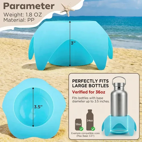 Vista 4 de Uarzt Accesorios esenciales para vacaciones en la playa, posavasos de arena, paquete de 5, multicolor, imprescindibles para mujeres, adultos