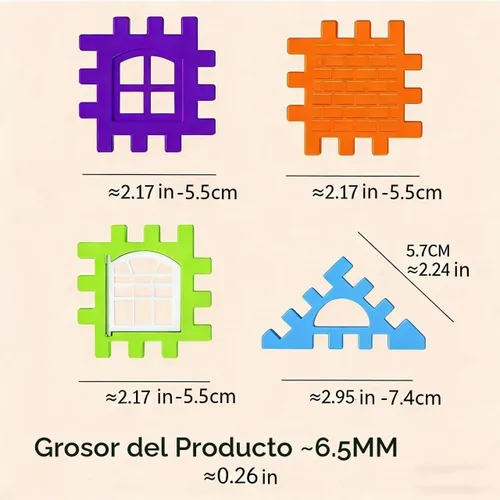 Vista 5 de Juego de 150 bloques de construcción, juguetes de construcción de casas de plástico entrelazados para niños, bloques educativos apilables STEM