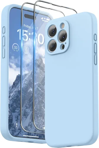 Vista 19 de SURPHY Funda diseñada para iPhone 15 Pro Max con protector de pantalla y cordón, correa de teléfono y funda de silicona líquida para teléfono