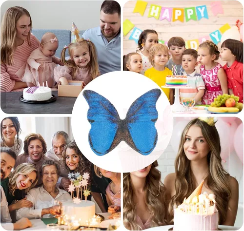 Vista 7 de TIESOME 48 mariposas comestibles para decoración de pasteles, decoración de cupcakes de mariposa vívida para bodas, cumpleaños, aniversario