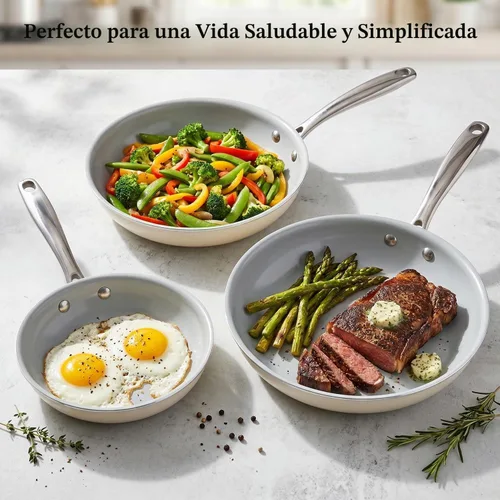 Vista 7 de Sartén Antiadherente de Cerámica: Sartén para Huevos de 8 Pulgadas Libre de PFOA, PTFE y PFAS