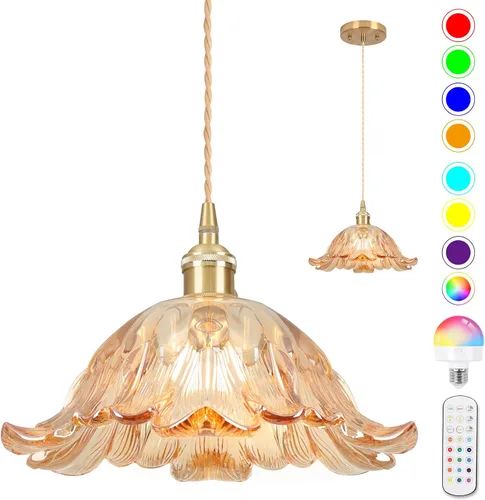 Vista 25 de Luminarias de Lámpara Colgante, Lámpara Colgante con Enchufe de Cristal de 6.6 Pulgadas, Lámpara Colgante de Cristal, Iluminación Colgante E26