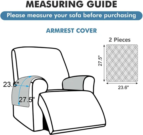 Vista 5 de Genina Juego de 2 Fundas de Reposabrazos para Sofá 100% Impermeables, Fundas para Reposabrazos de Sofá, Sillón, Protectores Antideslizantes