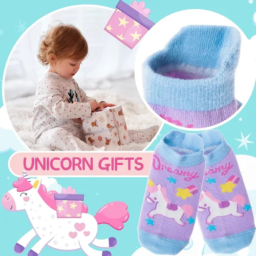 Vista 3 de Baby Girls Boys Toddlers Grips Socks Kids Non Slip Anti Skid Ankle Cotton No Show Socks with Grippers