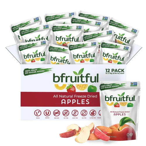 Vista 12 de bfruitful Manzana liofilizada + canela, sin azúcar añadido, paquete de bocadillos de frutas liofilizadas o para niños y adultos, bocadillos