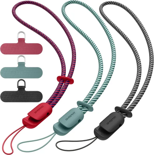 Vista 24 de SURPHY Paquete de 3 correas de muñeca para teléfono con lengüeta de sujeción para teléfono celular, correa para teléfono celular, correa para A