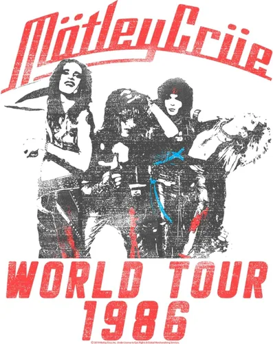 Vista 2 de Motley Crue 1981 American Heavy Metal Rock Band World Tour - Camiseta blanca para adultos, Blanco