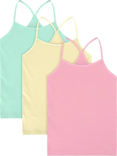 Vista 8 de Boao 3 Piezas Camisetas sin Mangas de Baile para Niñas Camisolas con Espalda Cruzada Camisetas Interiores Camisolas con Tirantes Espagueti Ropa