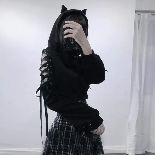Vista 4 de Tops para mujer con capucha de manga larga suéter de invierno cálido abrigo Outwear Cat Ear Sudadera