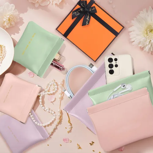 Vista 10 de Bolsa de cuero para anillos, funda para anillos de boda, bolsa para anillos de compromiso, almacenamiento de joyas para novios, portador de anillos