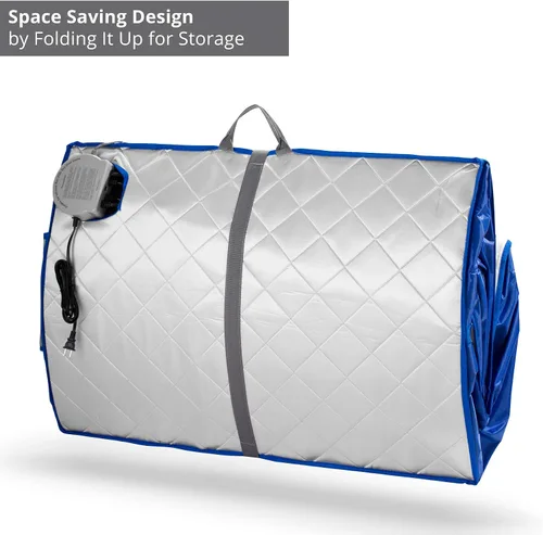 Vista 6 de Durasage sauna infrarrojo personal de interiores, con almohadilla para pies y silla, extragrande, color plateado