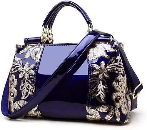 Vista 9 de Bolso de mano para mujer, bolso de mano de moda bordado de charol