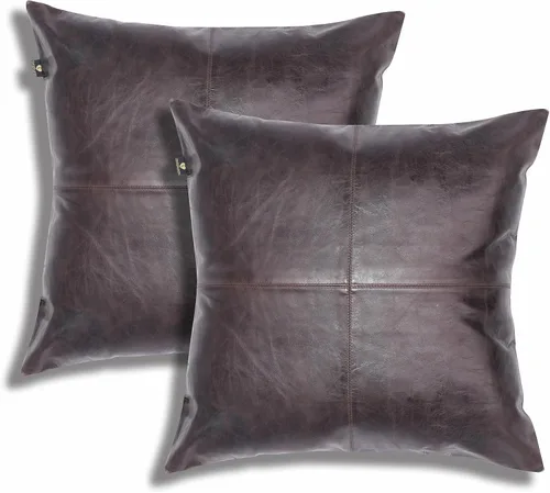 Vista 30 de LL LEATHER LOVERS Funda de almohada de piel de cordero - Funda de cojín para sofá, fundas decorativas para sala de estar y dormitorio, 20 x 20 Negro