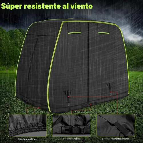 Vista 5 de Funda para carrito de golf de 2/4 pasajeros para EZGO, Club Car, Yamaha con tiras reflectantes, protección para todo tipo de clima, impermeable, a