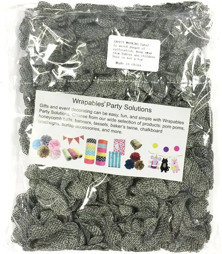 Vista 3 de Wrapables® Shabby Chic - Flor de arpillera de 2 pulgadas de diámetro (juego de 20), gris ceniza