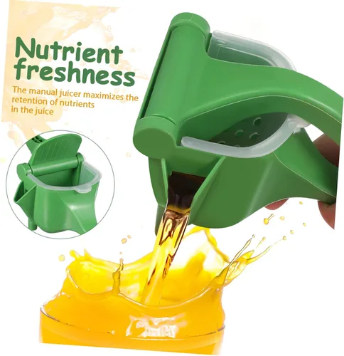 Vista 3 de Juego de exprimidor manual de mano de 2 piezas, exprimidor de cítricos verdes para limones, naranjas y naranjas, exprimidor de frutas resistente