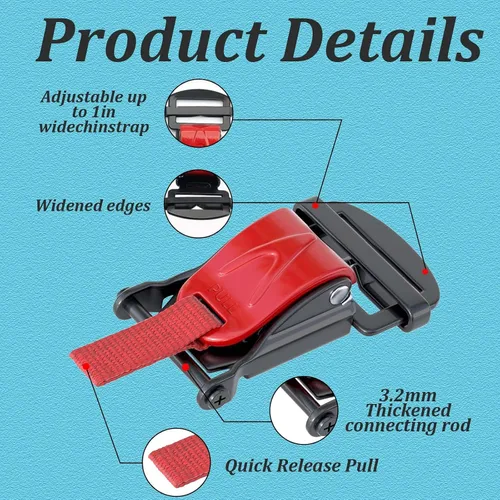 Vista 2 de Kit de reemplazo de hebilla de liberación rápida para casco de motocicleta, clips de correa de barbilla de acero inoxidable para cascos de mitad
