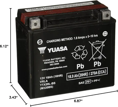 Vista 8 de Yuasa YUAM320BS YTX20L-BS - Batería AGM libre de mantenimiento con paquete de ácido