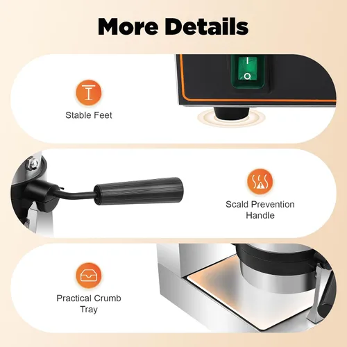 Vista 7 de Máquina eléctrica comercial para hacer hamburguesas, máquina para hacer gofres de helado de 1.2KW, máquina de hornear a presión de acero inoxidable