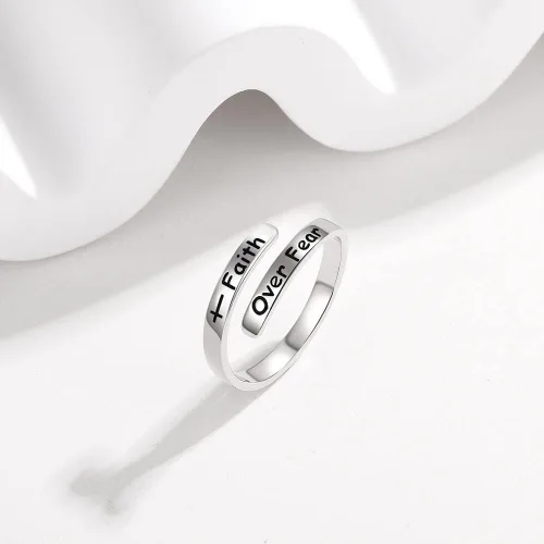 Vista 4 de AMBCESSER Anillos ajustables inspiradores de plata de ley 925, regalo de joyería de aliento de personalidad para mujeres y niñas