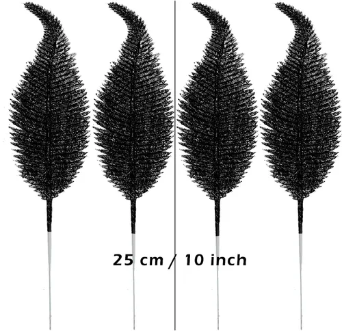 Vista 3 de 20 Piezas de Hojas de Purpurina Artificiales para Navidad, Ramas con Hojas de Purpurina Falsas para Árbol de Navidad, Aerosoles de Hojas Brillantes
