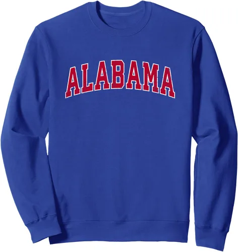 Vista 4 de Sudadera de diseño deportivo vintage Alabama AL con diseño rojo, Negro