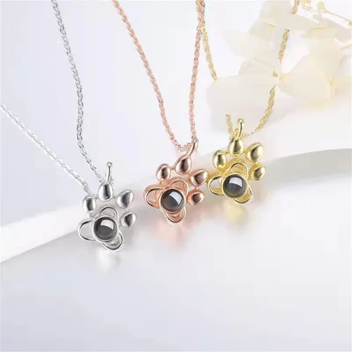 Vista 4 de Collar de proyección de fotos personalizado, collar de foto con estampado de huella de perro, collar conmemorativo para mascotas, regalo de gato