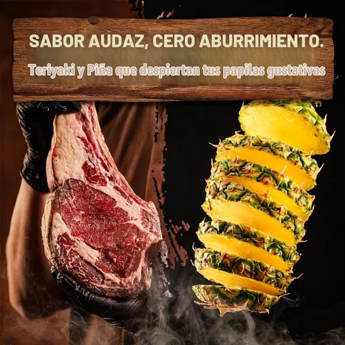 Vista 4 de Tender Beef Jerky Snacks Pack con fruta real, teriyaki y piña, 4 onzas