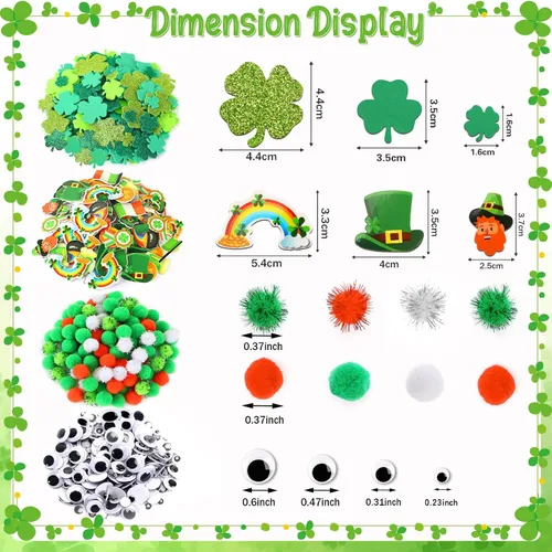 Vista 2 de JULBEAR - Kit de 790 calcomanías de espuma para el día de San Patricio para niños