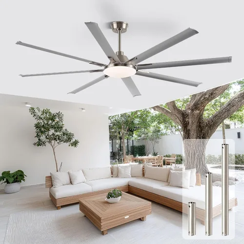 Vista 15 de Modernos ventiladores de techo de 65 pulgadas con luces y control remoto para sala de estar, hogar, oficina, interior/exterior, 3CCT LED 36W, 8