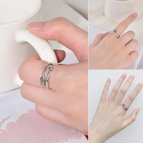 Vista 15 de CANDYFANCY Anillo de nudo celta de plata de ley 925 abierto para el dedo medio nudillo para mujer, tamaño ajustable 4-7