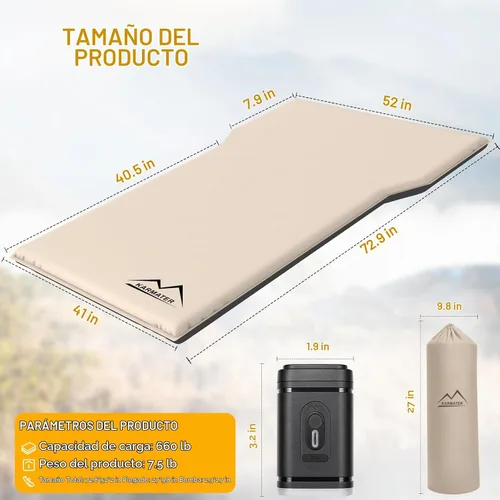 Vista 5 de Colchoneta de aire para SUV, cama de coche para acampar, colchón de camping inflable con bomba de aire, colchón de camping de espuma viscoelástica