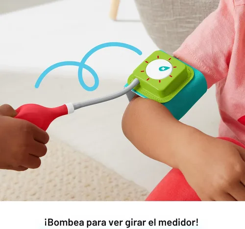 Vista 4 de Fisher-Price Juego de simulación médica para preescolares de 7 piezas, bolsa de médico, juguetes de disfraz para niños a partir de 3 años