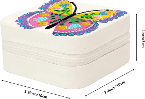 Vista 8 de Paquete de 3 joyeros de viaje de mariposa para niñas, pintura de diamantes, mini estuche de viaje para joyas, estuche organizador de viaje y soporte