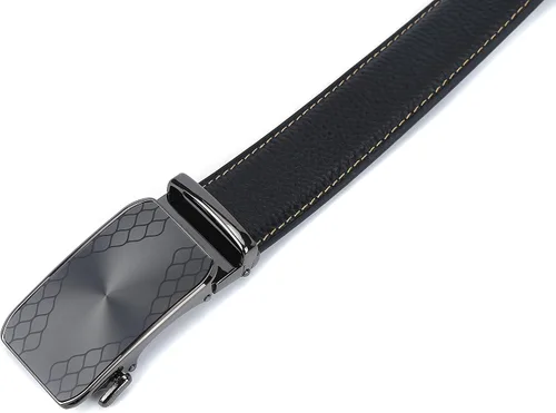 Vista 4 de iCuviy Cinturones de vestir de cuero genuino con trinquete deslizante para hombres, adecuados para el trabajo, negocios, cinturón de hebilla