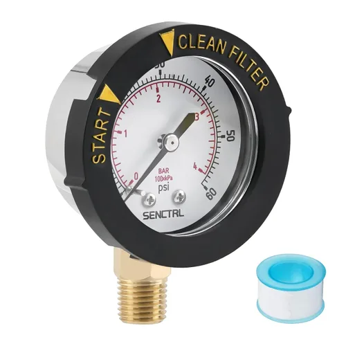 Vista 7 de Medidor de presión de filtro de piscina de 0-60 psi, montaje