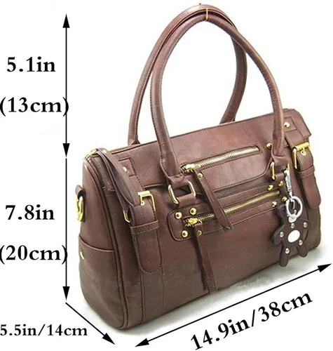 Vista 2 de FiveloveTwo Bolsos y bolsos retro de poliuretano con asa superior para mujer