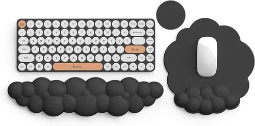 Vista 9 de Reposamuñecas para teclado, alfombrilla ergonómica para mouse con soporte de muñeca, reposamuñecas de espuma viscoelástica, base antideslizante
