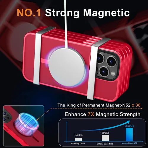 Vista 592 de MOCCA - Funda magnética resistente para iPhone XR de 6.1 pulgadas, compatible con MagSafe, funda con protección contra caídas de grado militar