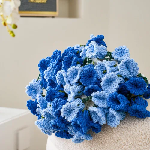 Vista 5 de Manta Decorativa de Ganchillo con Ramo de Flores, Manta Tejida a Mano con Flores, Lindo Regalo Romántico para Ella Novia Mamá Día de la Madre San