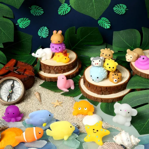 Vista 8 de Sea and Safari Animal Mochi Squishy Toys, paquete de 50 bolsas