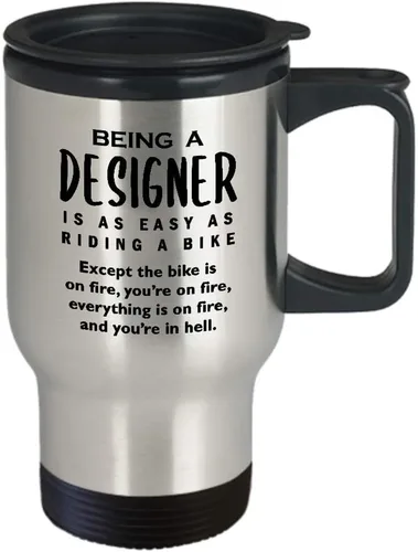 Vista 2 de Lindos regalos para el diseñador taza de viaje aislada taza de café – Desarrollador gráfico UX Artista Diseño de Interiores Moda Creative