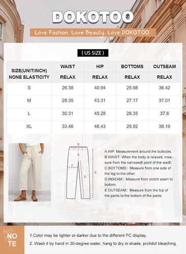 Vista 6 de Dokotoo - Pantalones casuales con bolsillos, cómodos, con cintura elástica, color liso, para mujer