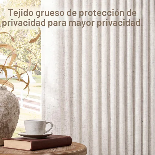 Vista 7 de MIULEE Cortinas de lino gruesas con pinzas plegadas de 96 pulgadas de largo, 2 paneles para sala de estar y dormitorio, cortinas de ventana Natural