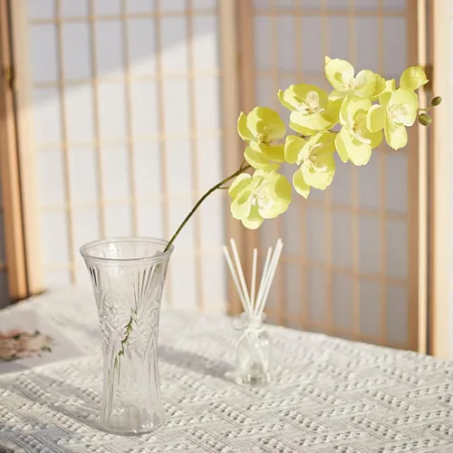 Vista 5 de cdar Flores artificiales,Conjunto de tallos de orquídeas artificiales, flor falsa de falaenopsis, decoración de boda para el hogar, azul