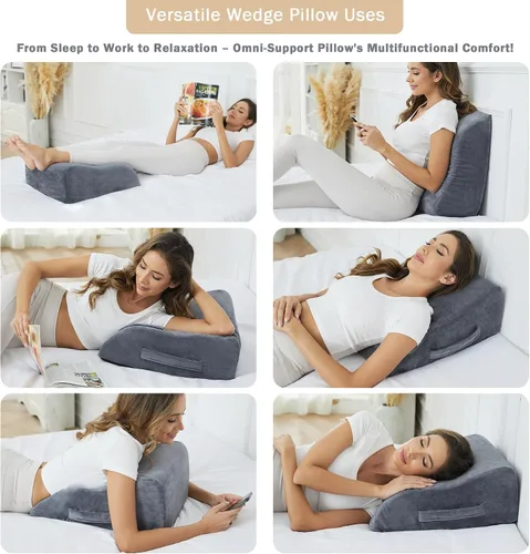 Vista 2 de Almohadas de Elevación de Piernas, Almohadas de Piernas de 8" para Dormir, Almohada de Cuña de Espuma Viscoelástica para Hinchazón, Circulación