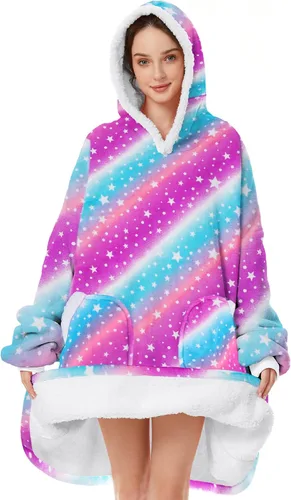 Vista 28 de Zando Manta con Capucha Ponible Manta para Niños y Adultos Manta Cómoda con Capucha Sudadera de Gran Tamaño Sherpa Forro Polar