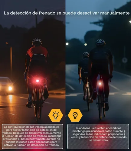 Vista 8 de TOWILD TL03 - Luz trasera para bicicleta, luces traseras de bicicleta con detección de freno inteligente, cable tipo C, impermeable, luces traseras